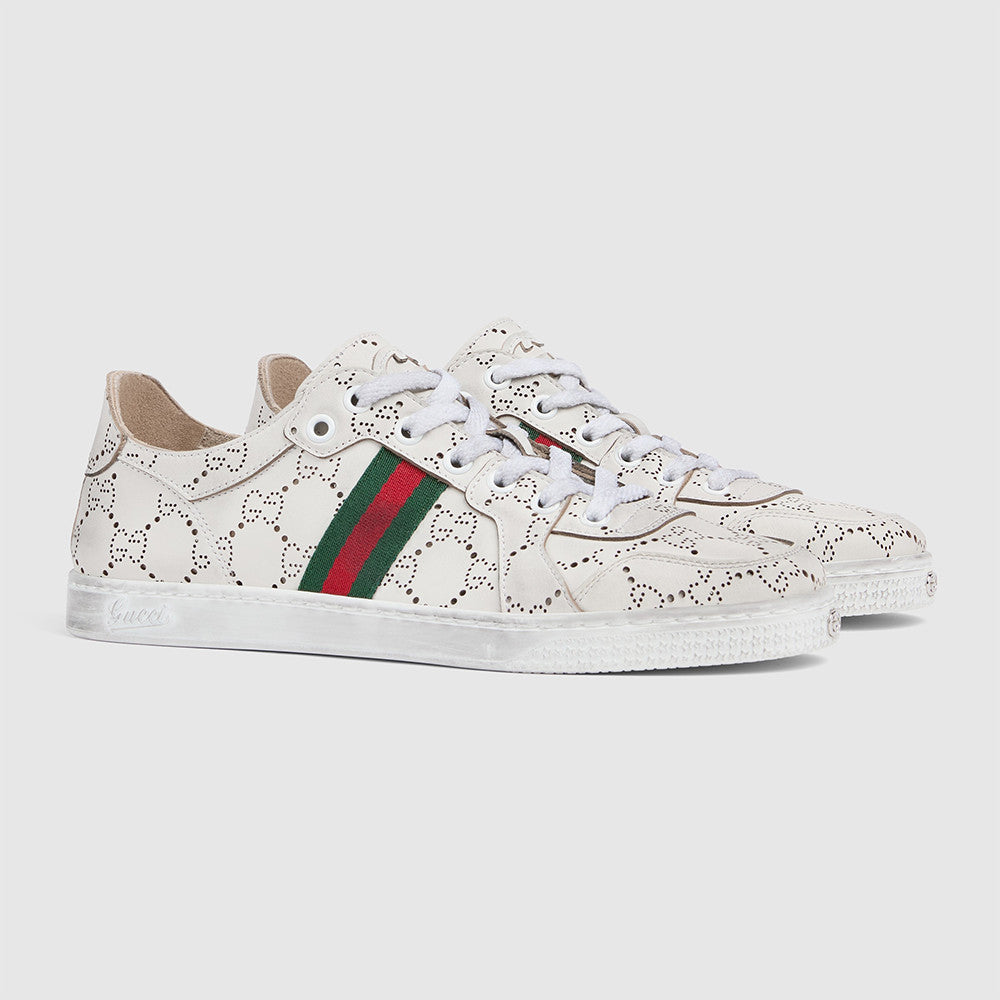 GUCCI Men's Stretch low-top sneaker in white GG leather #388315