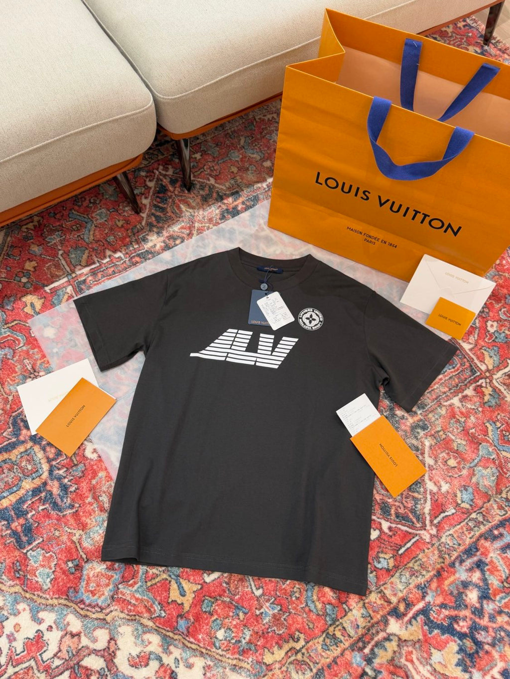Louis Vuitton Men's Summer Solid Color Graphic Printed Round Neck Cotton Short Sleeve T-Shirt #75382
