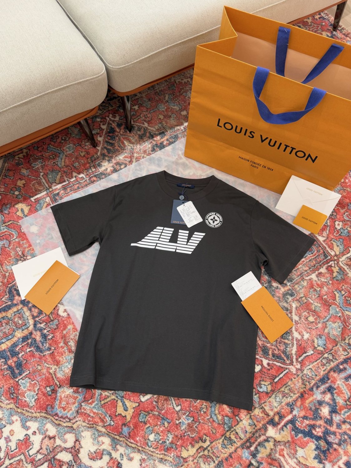 Louis Vuitton Men's Summer Solid Color Graphic Printed Round Neck Cotton Short Sleeve T-Shirt #75382
