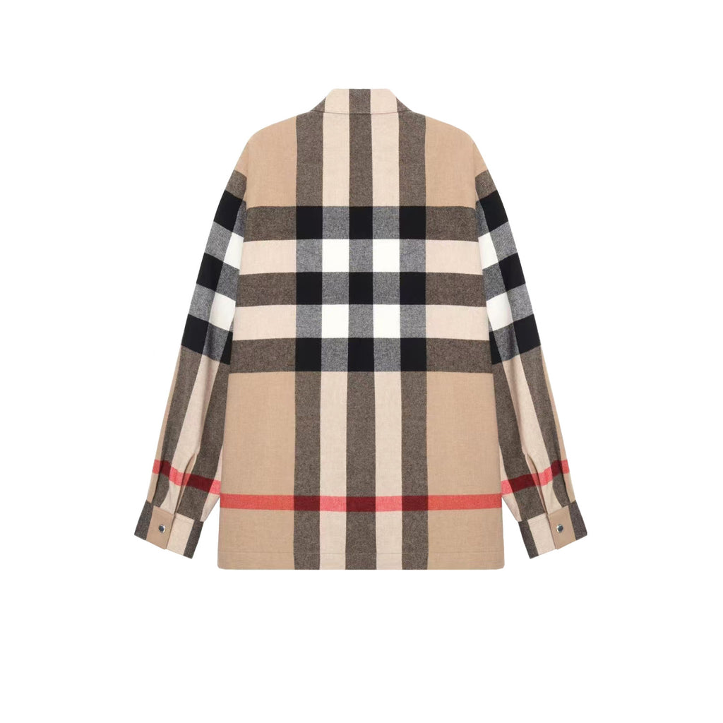 Burberry Men's and Women's Fashion Casual Collared Zipper Striped Pattern Shirt Jacket #78834
