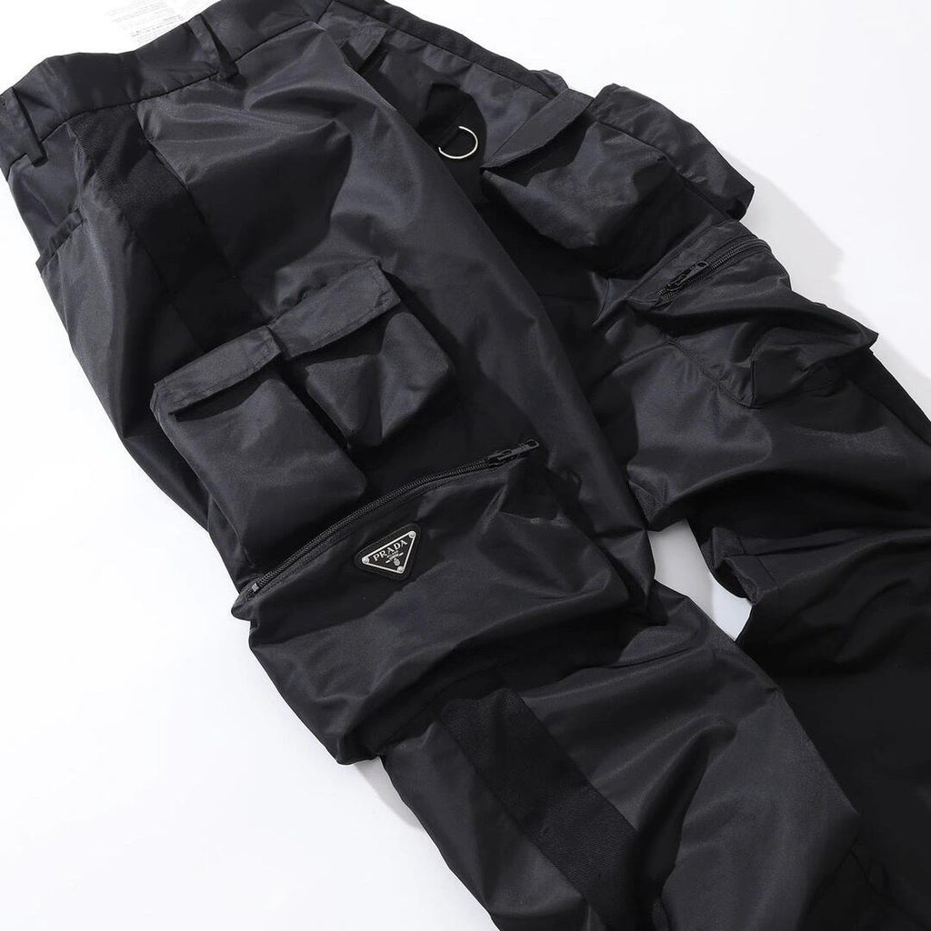 Prada Men's Spring And Summer Solid Color Nylon Multi Functional Pockets Trousers Pants #75645