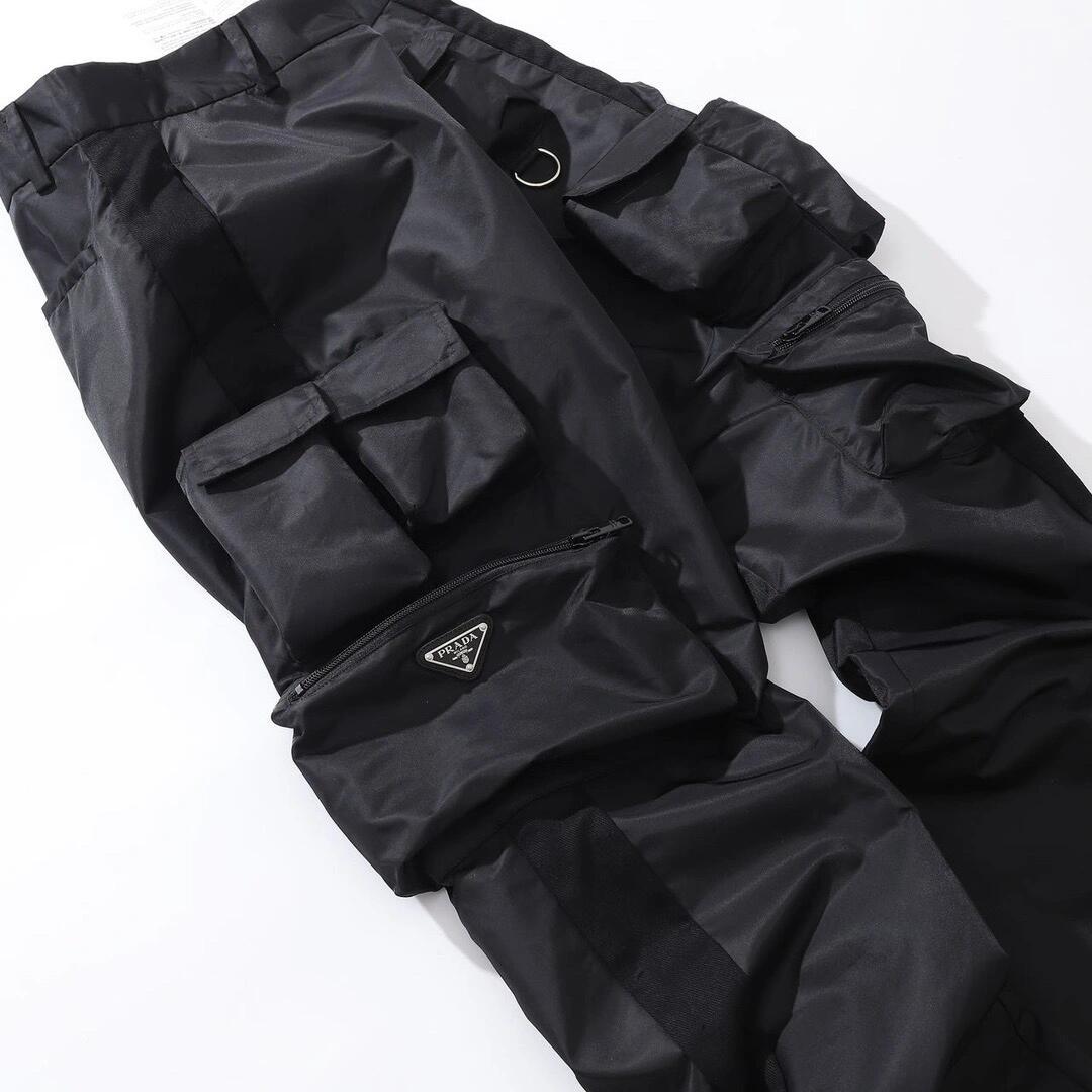 Prada Men's Spring And Summer Solid Color Nylon Multi Functional Pockets Trousers Pants #75645