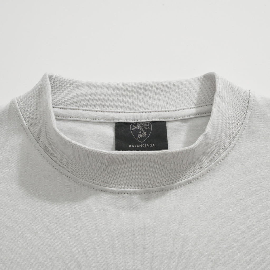Balenciaga x Lamborghini  Men's and Women's Summer Car Print Round Neck Regular Fit Cotton Short Sleeve T-Shirt #74769
