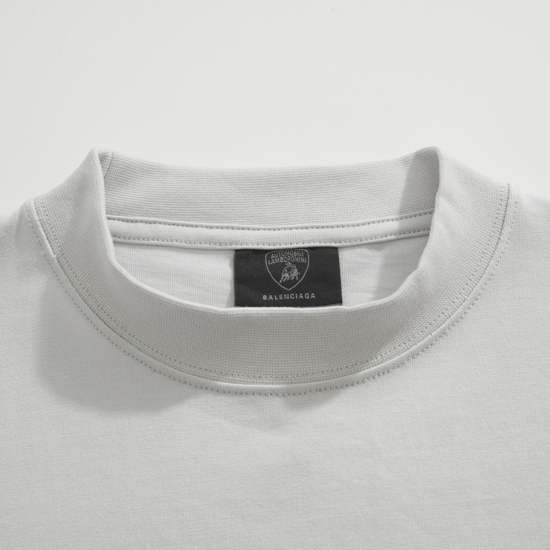 Balenciaga x Lamborghini  Men's and Women's Summer Car Print Round Neck Regular Fit Cotton Short Sleeve T-Shirt #74769