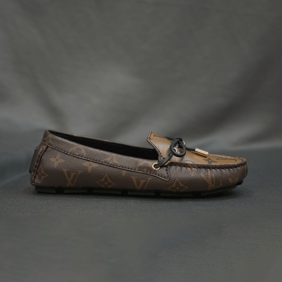 Louis Vuitton Women's Spring/Autumn Fashion Classic Round Toe Slip-On Leather Flat Low Top Loafers Shoes #78437