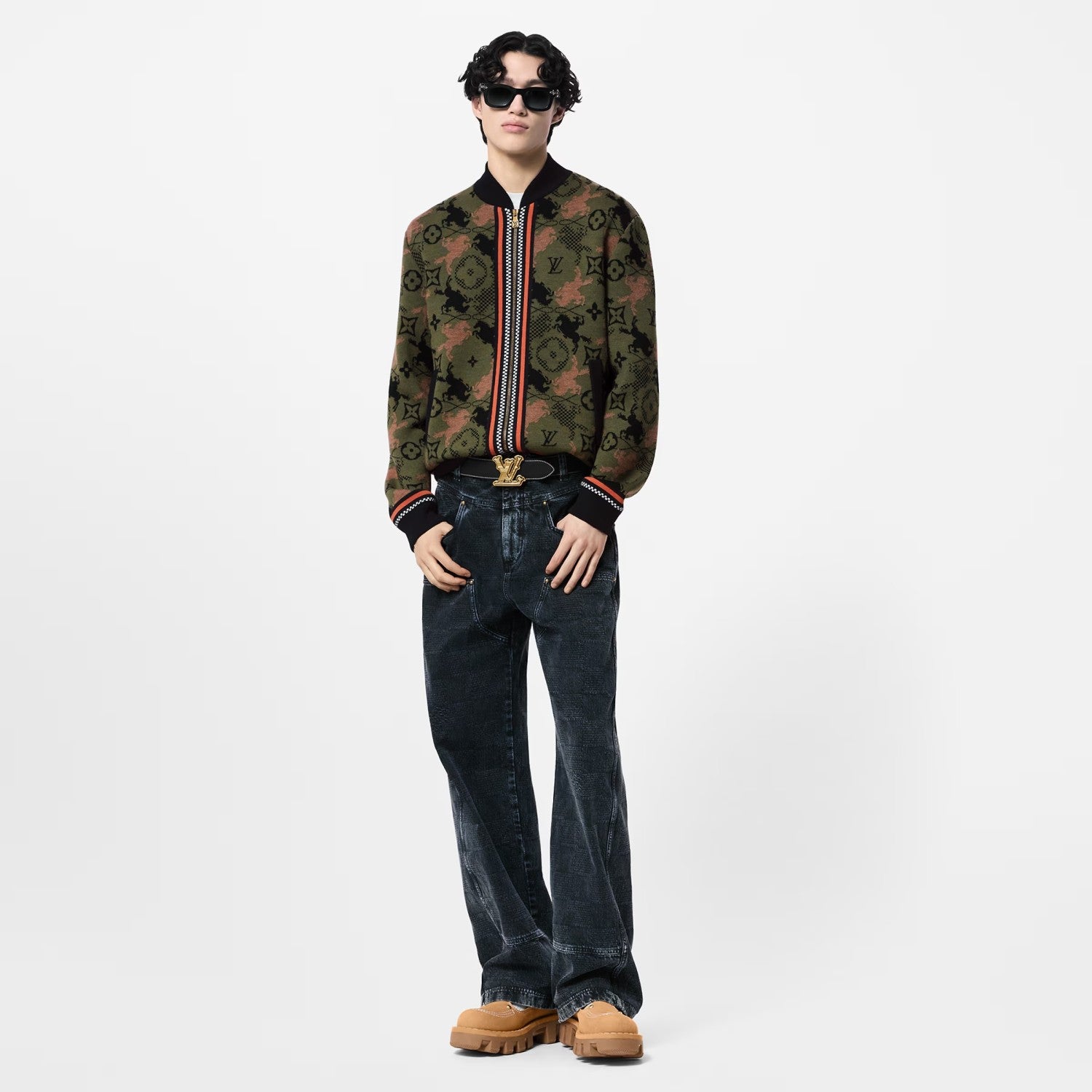Louis Vuitton Men's Spring Autumn Solid Color Jacquard Pattern Sheep Wool Pilot Knit Long Sleeve Coat Jacket #71534