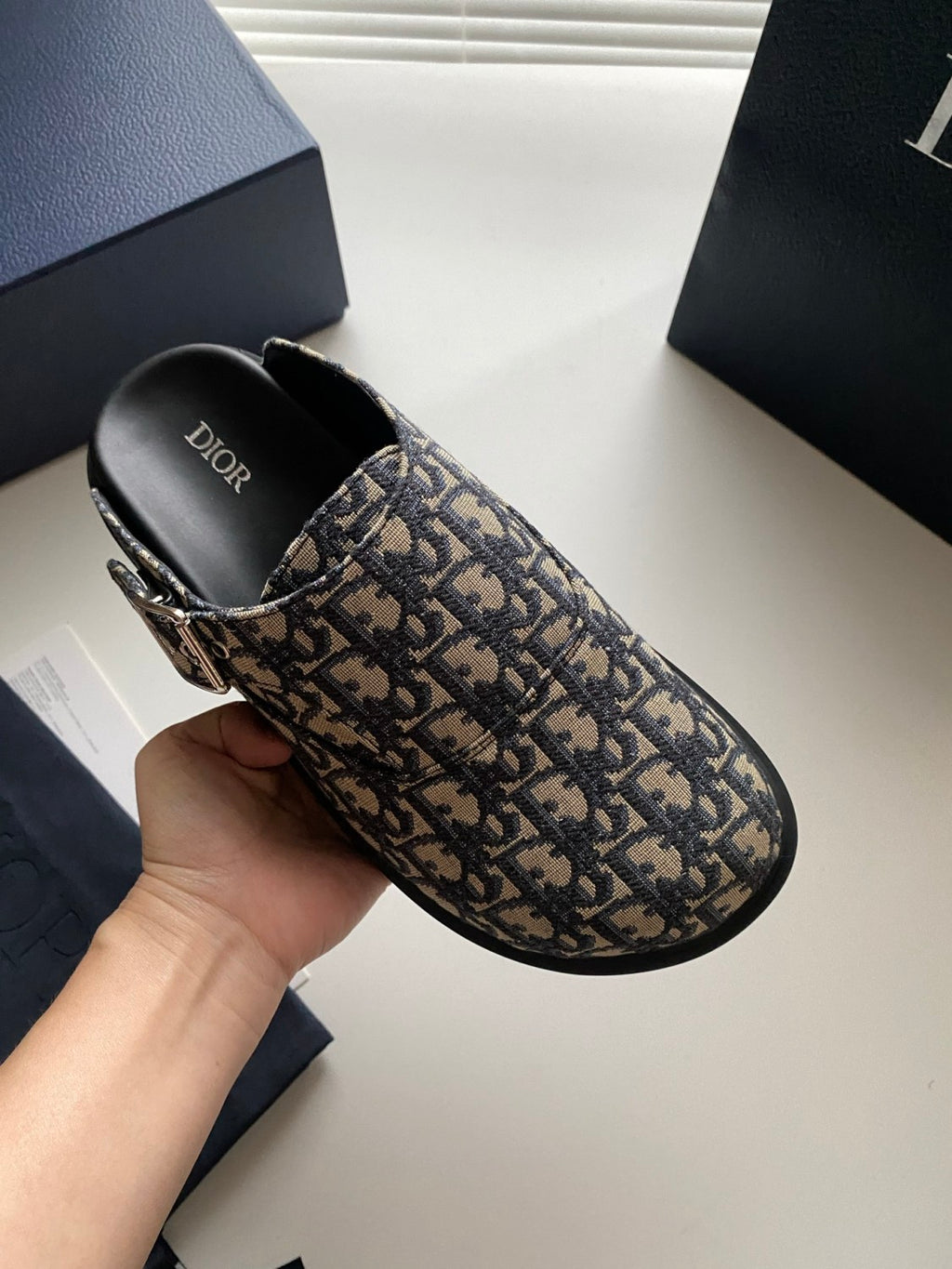 Dior Aqua Men's Summer Solid Color Letter Print Buckle Design Mule Shoes Sandals #77185