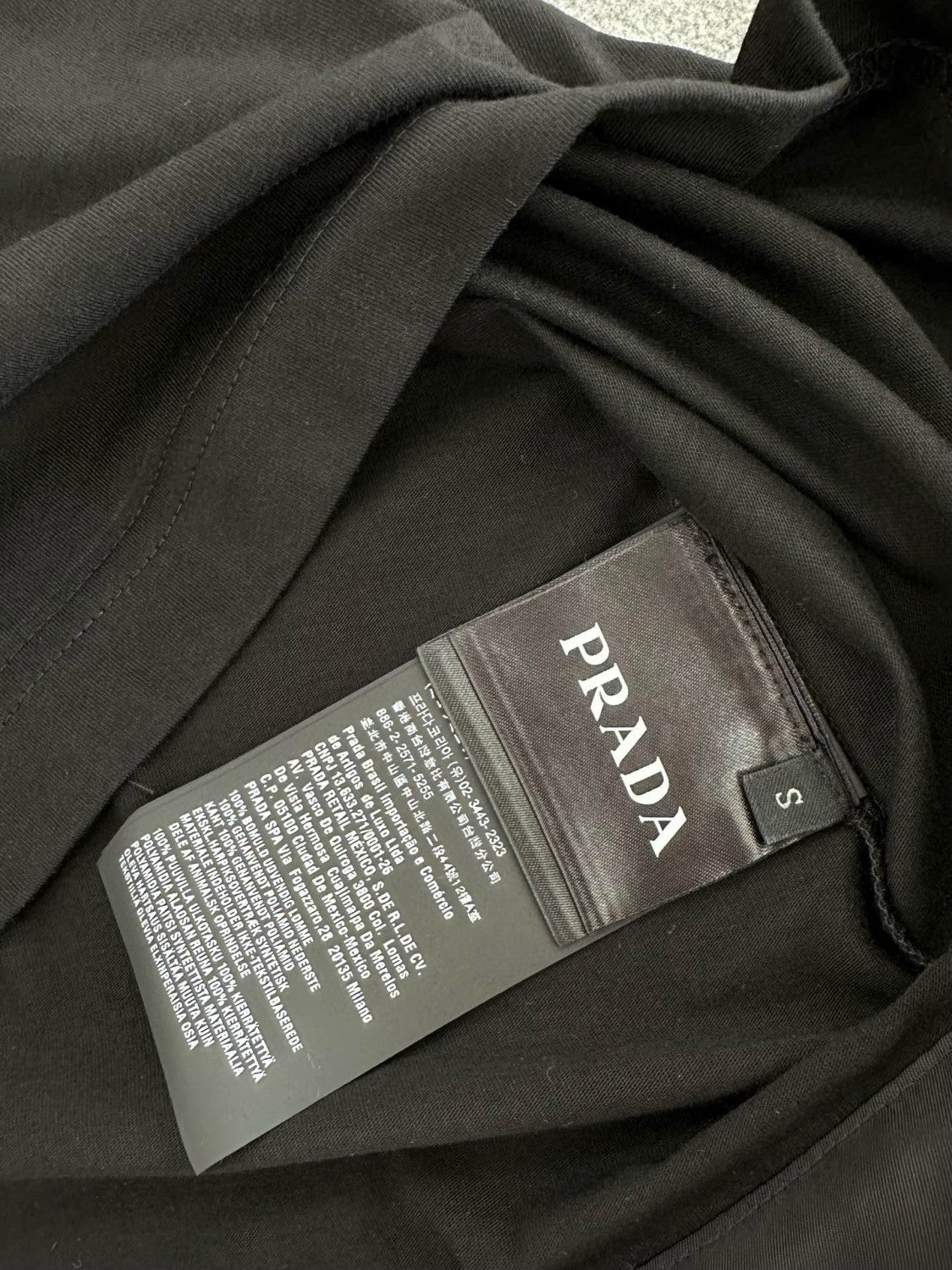 Prada Men's Summer Metal Triangle Label Nylon Pocket Crew Neck Cotton Short Sleeve T-Shirt #98973
