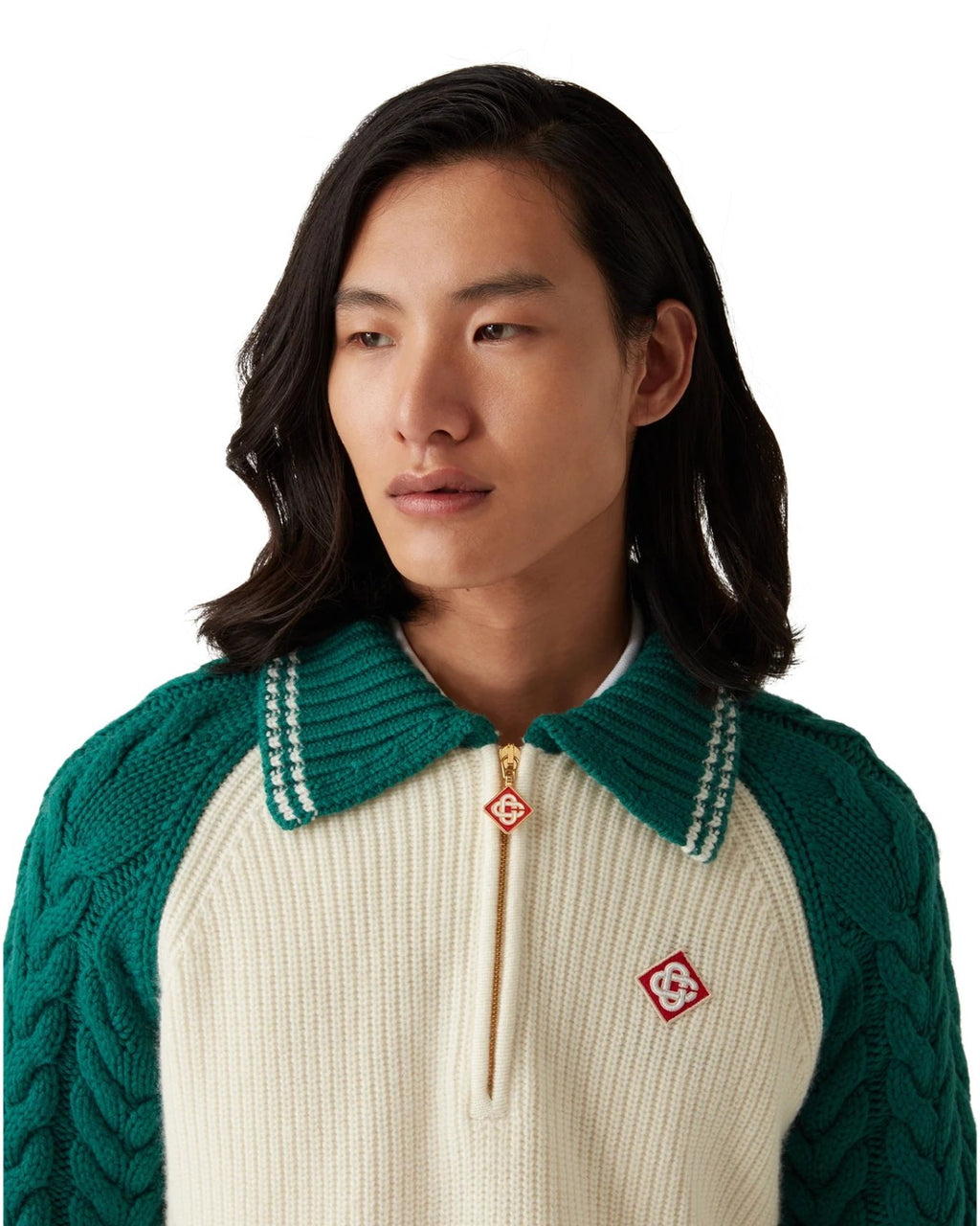 Casablanca Men's And Women's Spring/fall Fashion Casual Collared Half-zip Logo Wool Knit Sweater #78495