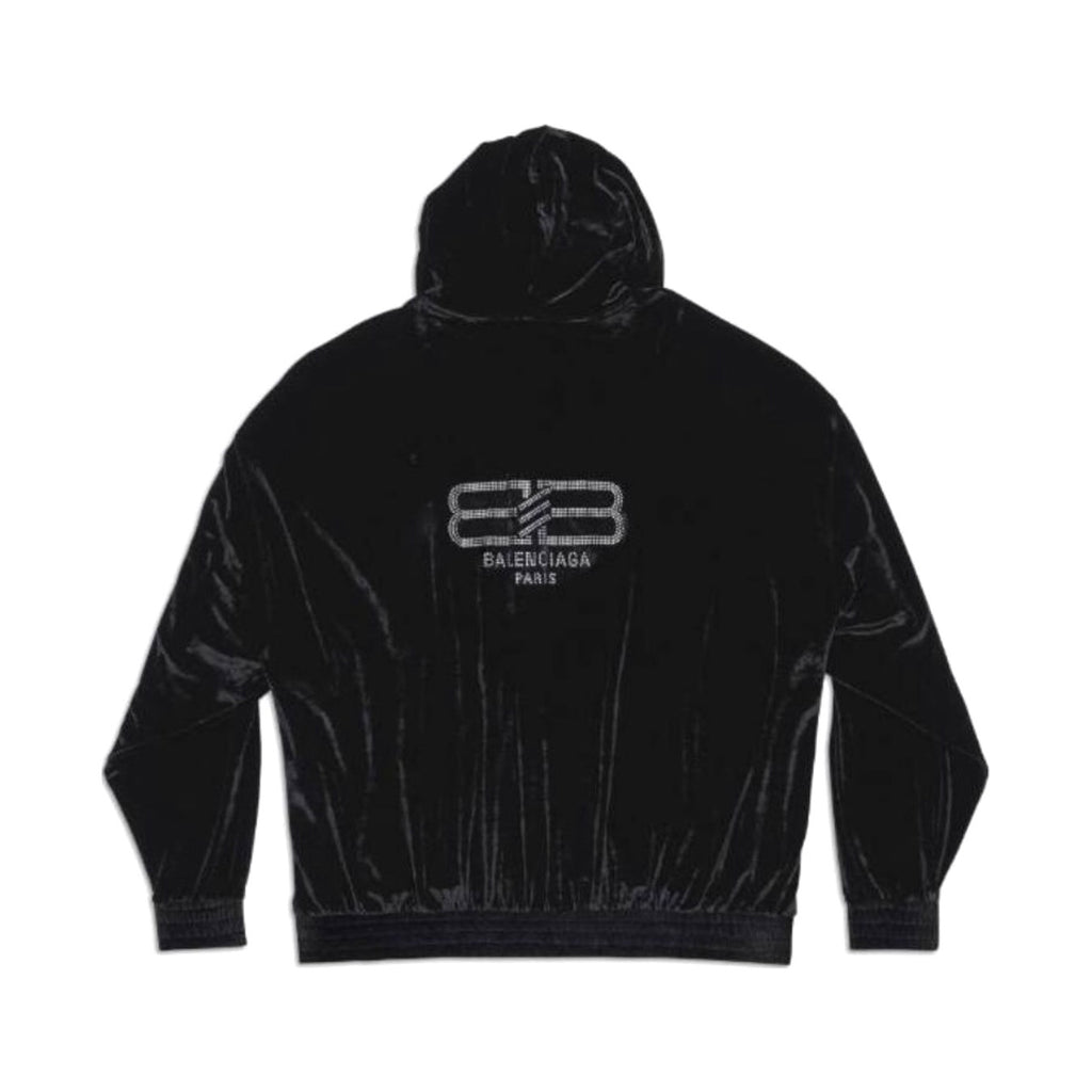 Balenciaga Men's And Women's Spring And Fall Solid Color Velvet Rhinestone Print Zipper Hooded Loose Long Sleeved Sweater Sweatshirt Jacket #75464
