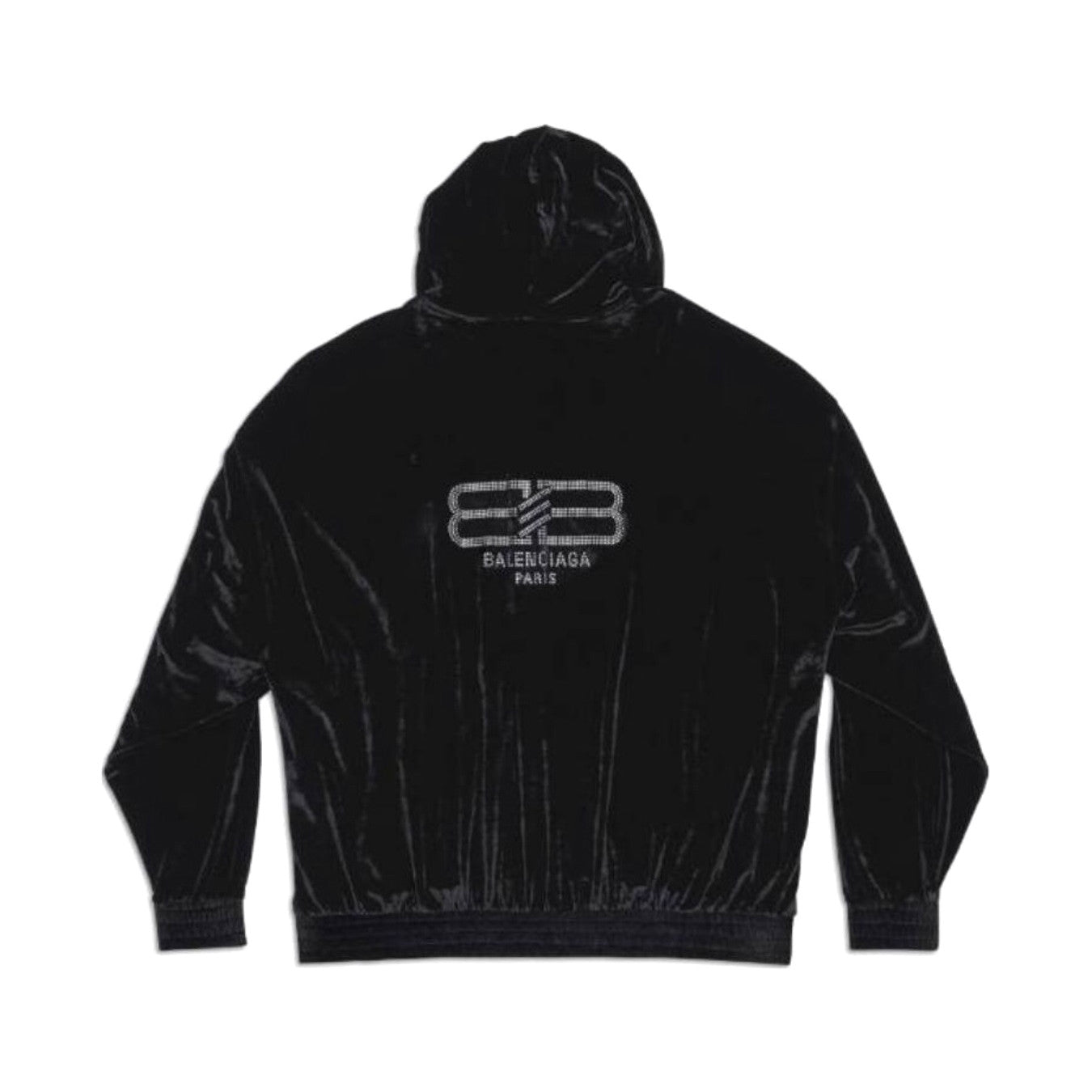 Balenciaga Men's And Women's Spring And Fall Solid Color Velvet Rhinestone Print Zipper Hooded Loose Long Sleeved Sweater Sweatshirt Jacket #75464