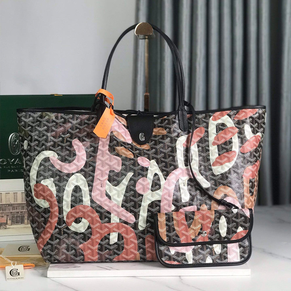 Goyard 170th Anniversary Special Limited Edition Three-tone Forest Green Saint Louis Large Tote Bag (canvas & Chevroches Calfskin) Bag Bags #196798