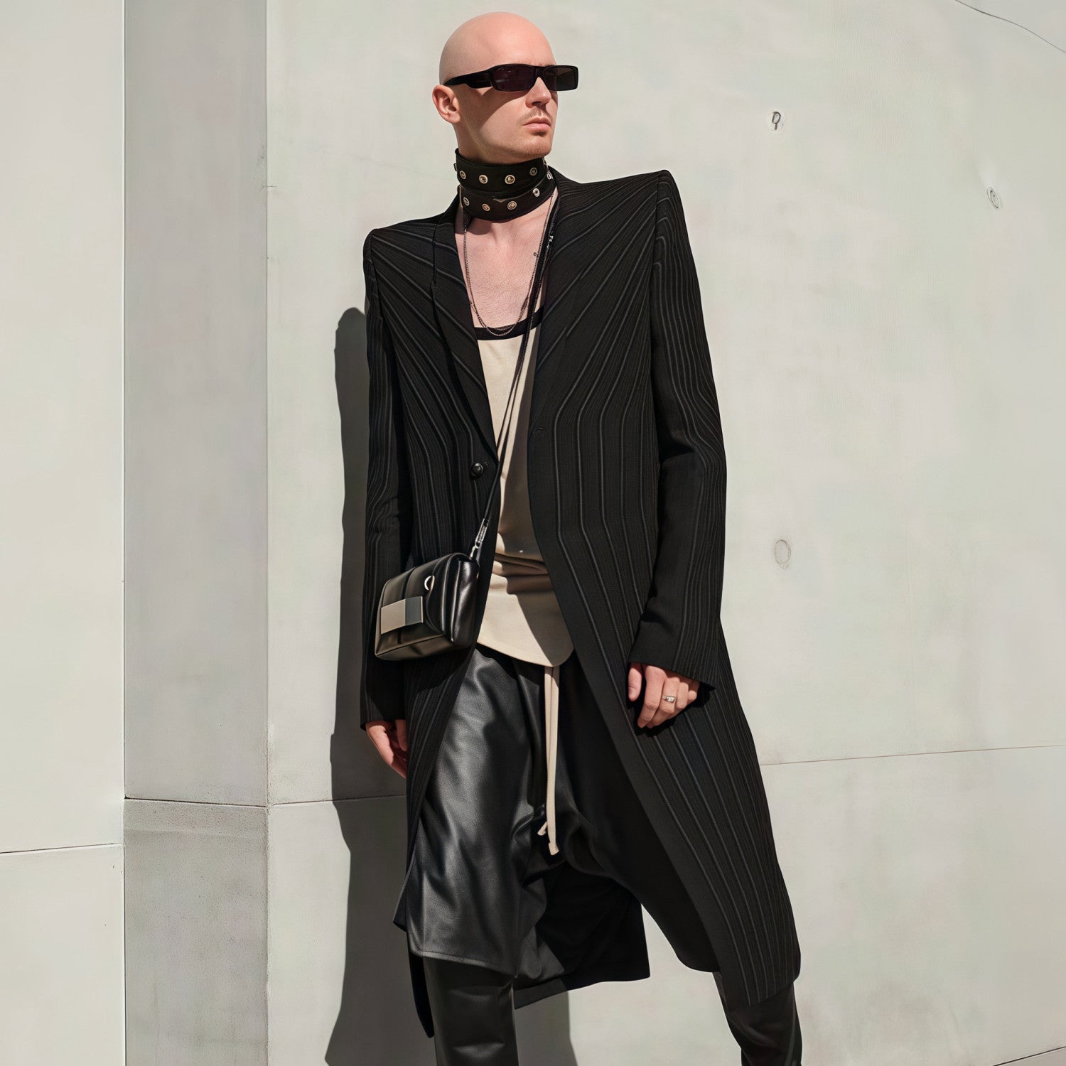Rick Owens Men's Spring/Fall Fashion Classic V Neck Single Breasted Solid Color Long Suit Jacket #79334
