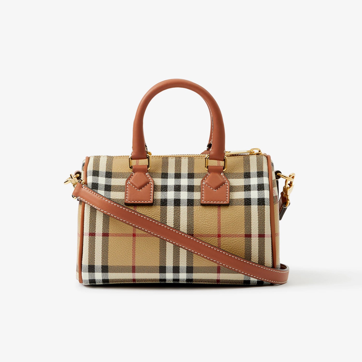 Burberry Women's Fashion Classic Letter Embossed Logo Adjustable Shoulder Strap Zipper Closure Mini Checkered Bowling Bag Bags 80713571 #79182