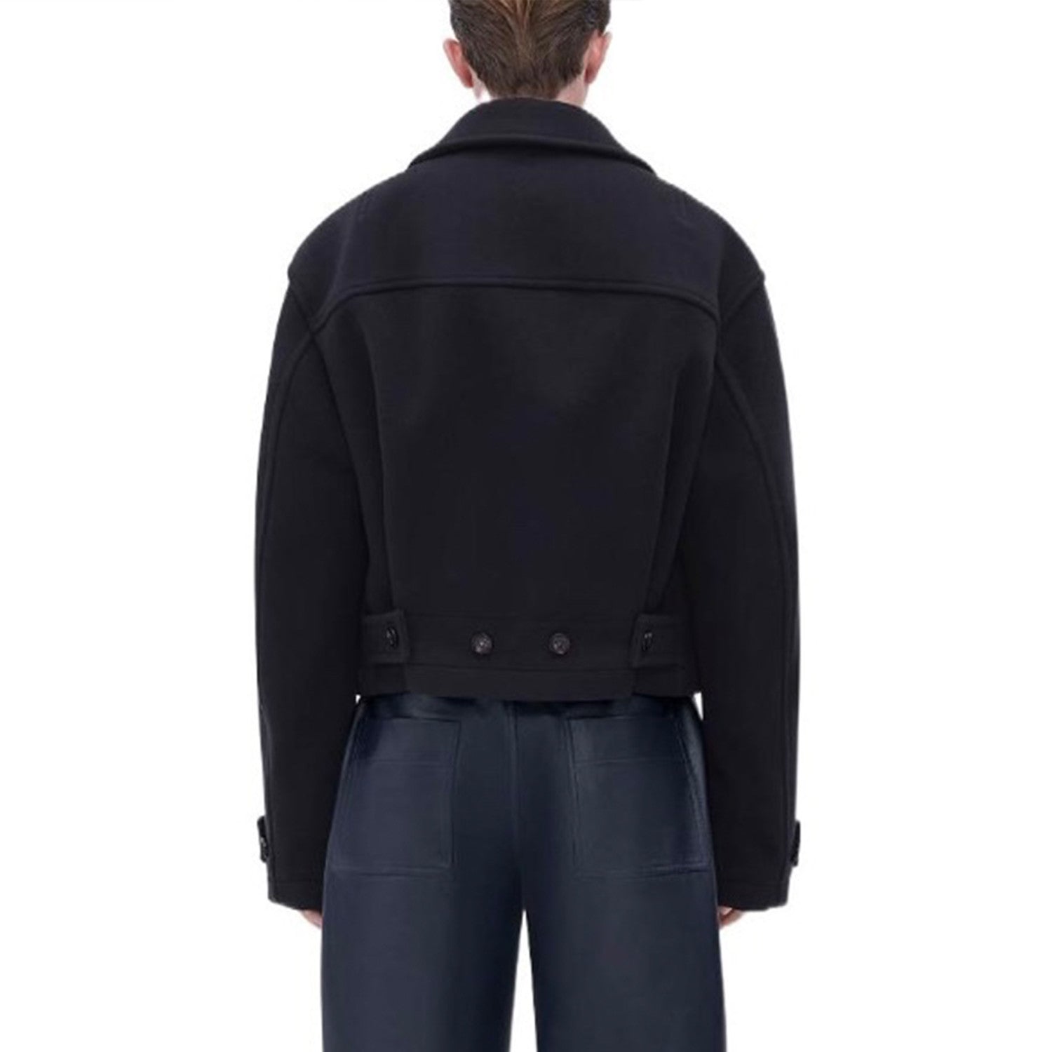 Bottega Veneta Men's Spring And Fall Solid Color Lapel Single-breasted Wool Jacket Black Suit Silhouette Fashion Casual Tweed Jacket  #71565