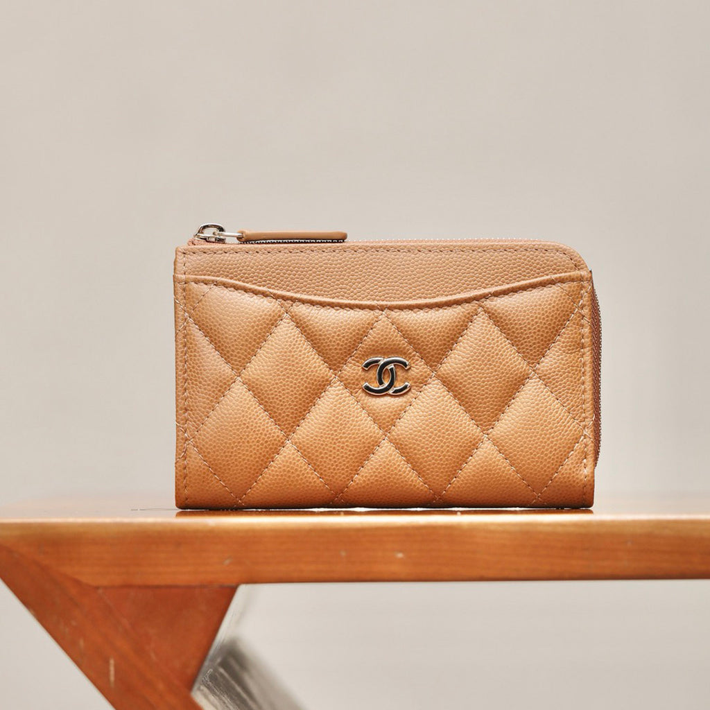 Chanel Women's Solid Color Card Case Zipper Closure Leather Wallet Coin Purse Bags Bag #71929