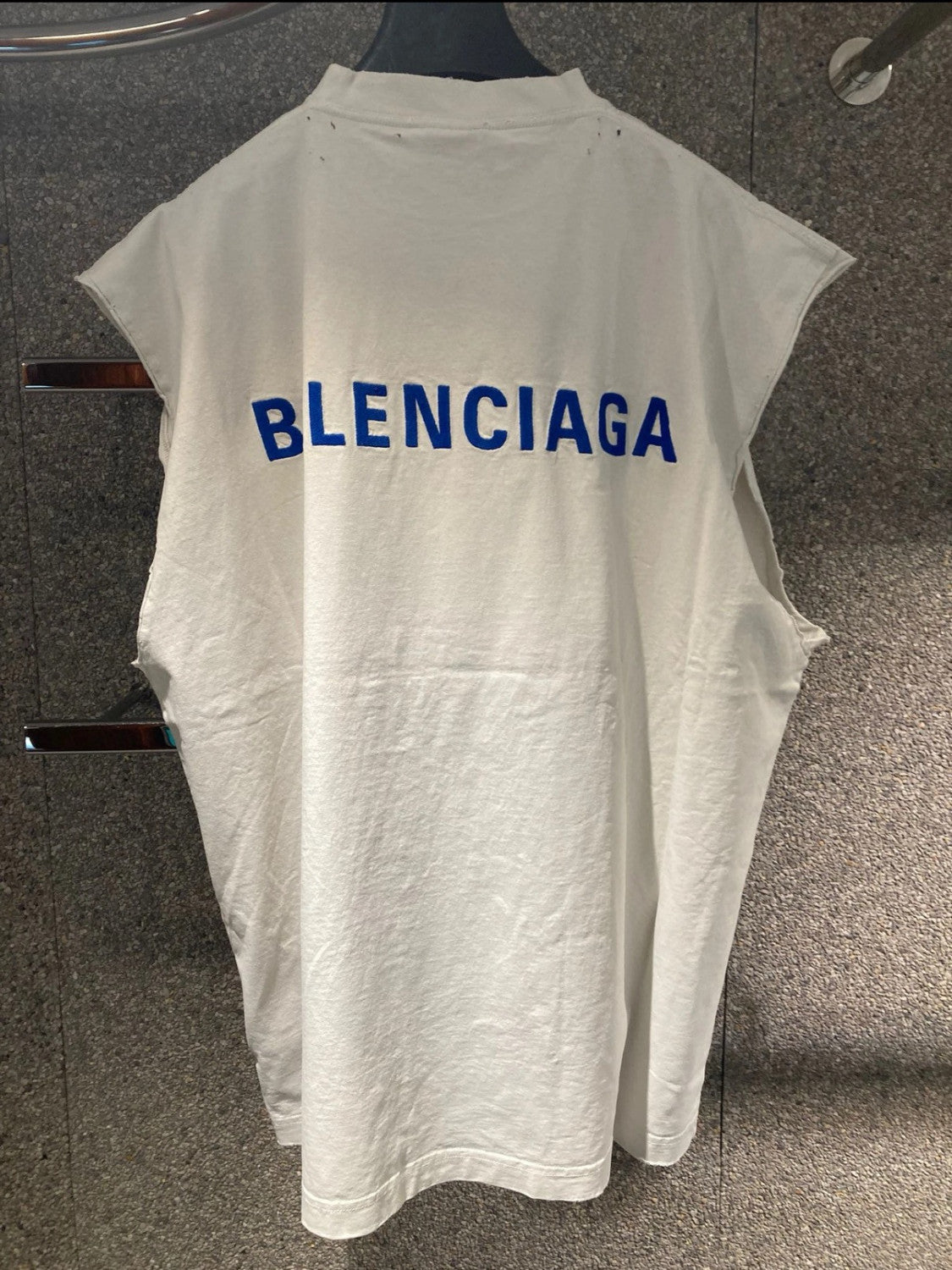 Balenciaga Men's Summer Solid Color Embroidered Letter Print Cotton Crew Neck Sleeveless Top T-Shirt #77489