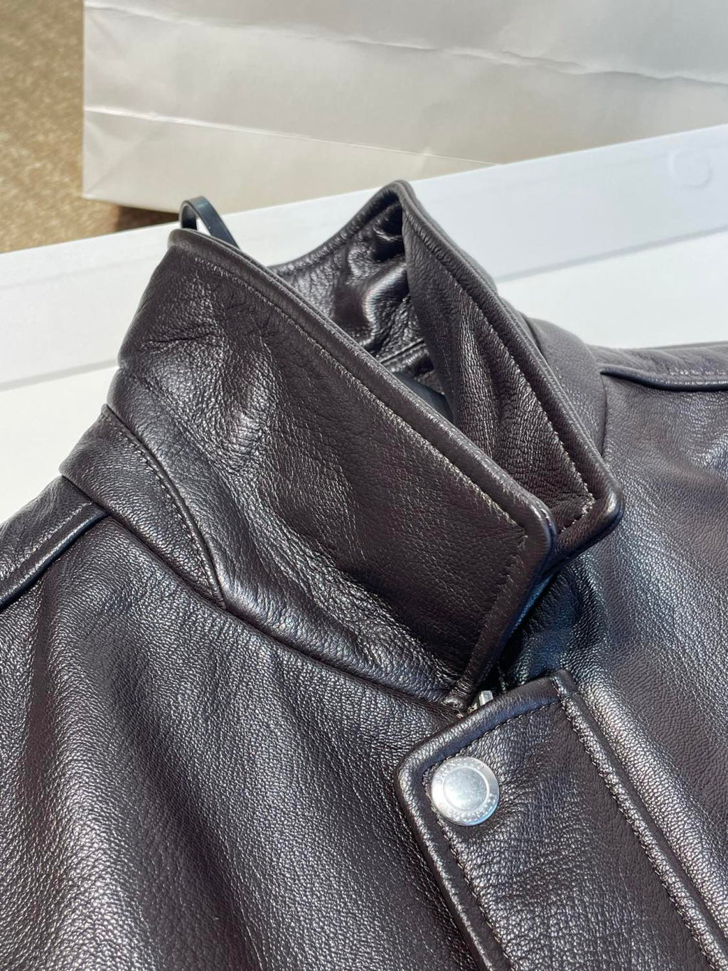 Brunello Cucinelli Men's Spring/Autumn Sheepskin Solid Color Zipper Collar Long Sleeve Grained Leather Aviator Jacket Ngvp #2286