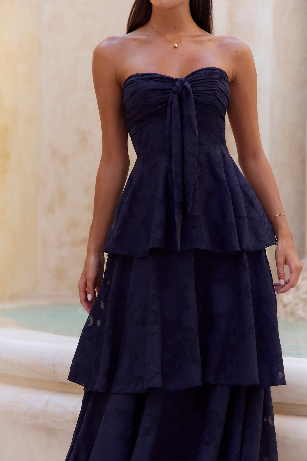 Know Your Heart Strapless Maxi Dress Navy