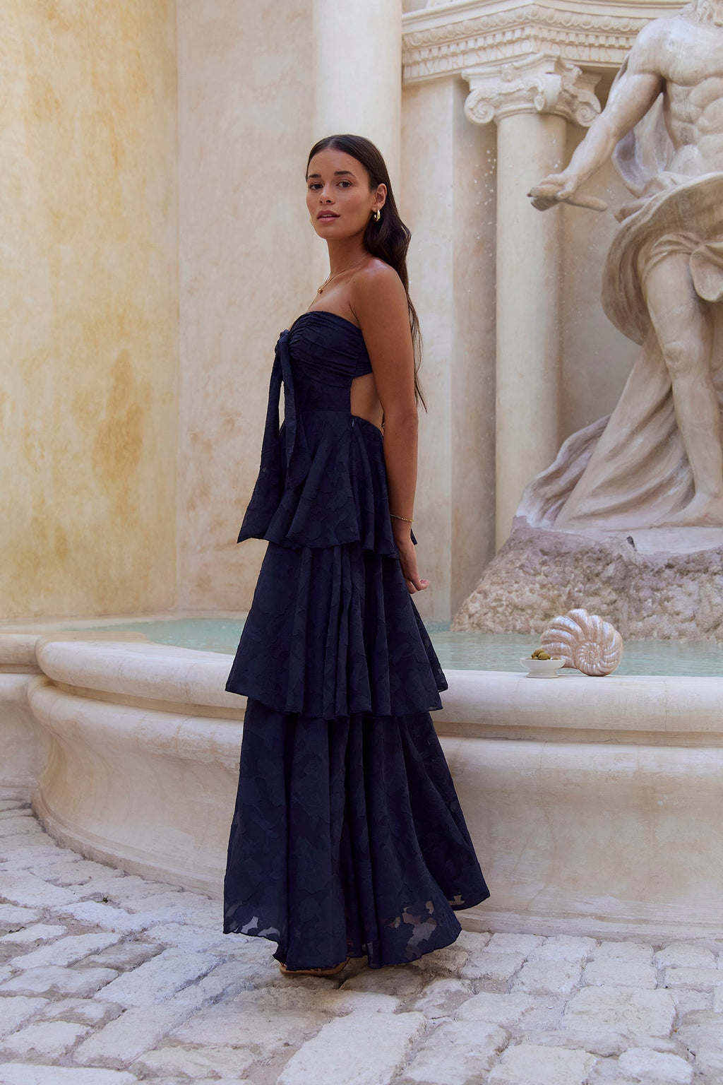 Know Your Heart Strapless Maxi Dress Navy