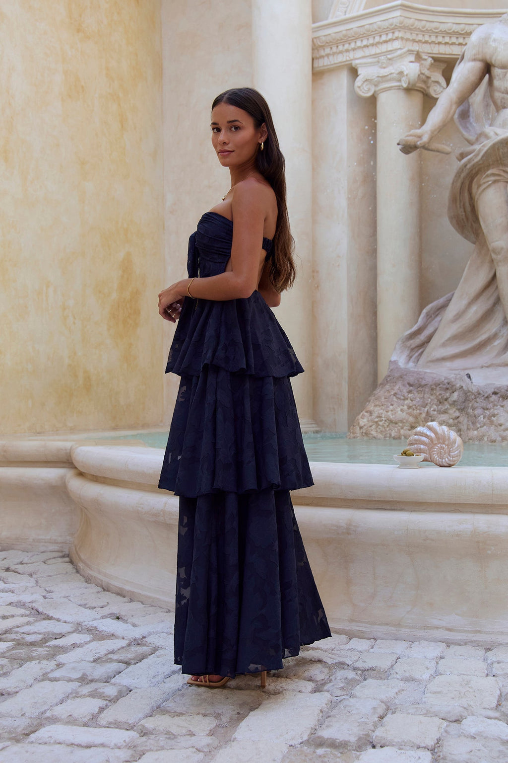 Know Your Heart Strapless Maxi Dress Navy
