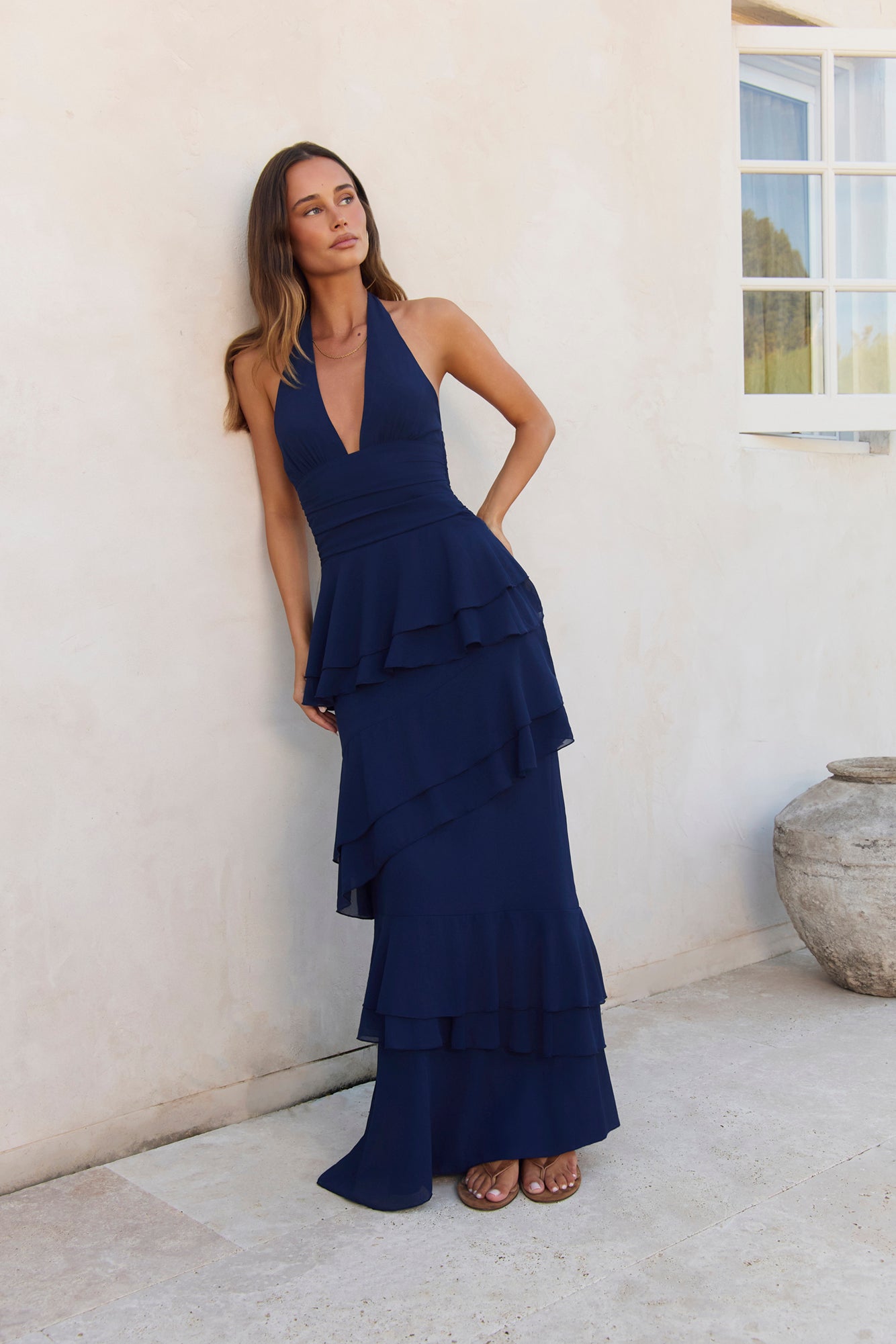 Path Of Fate Halter Maxi Dress Navy