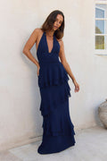 Path Of Fate Halter Maxi Dress Navy