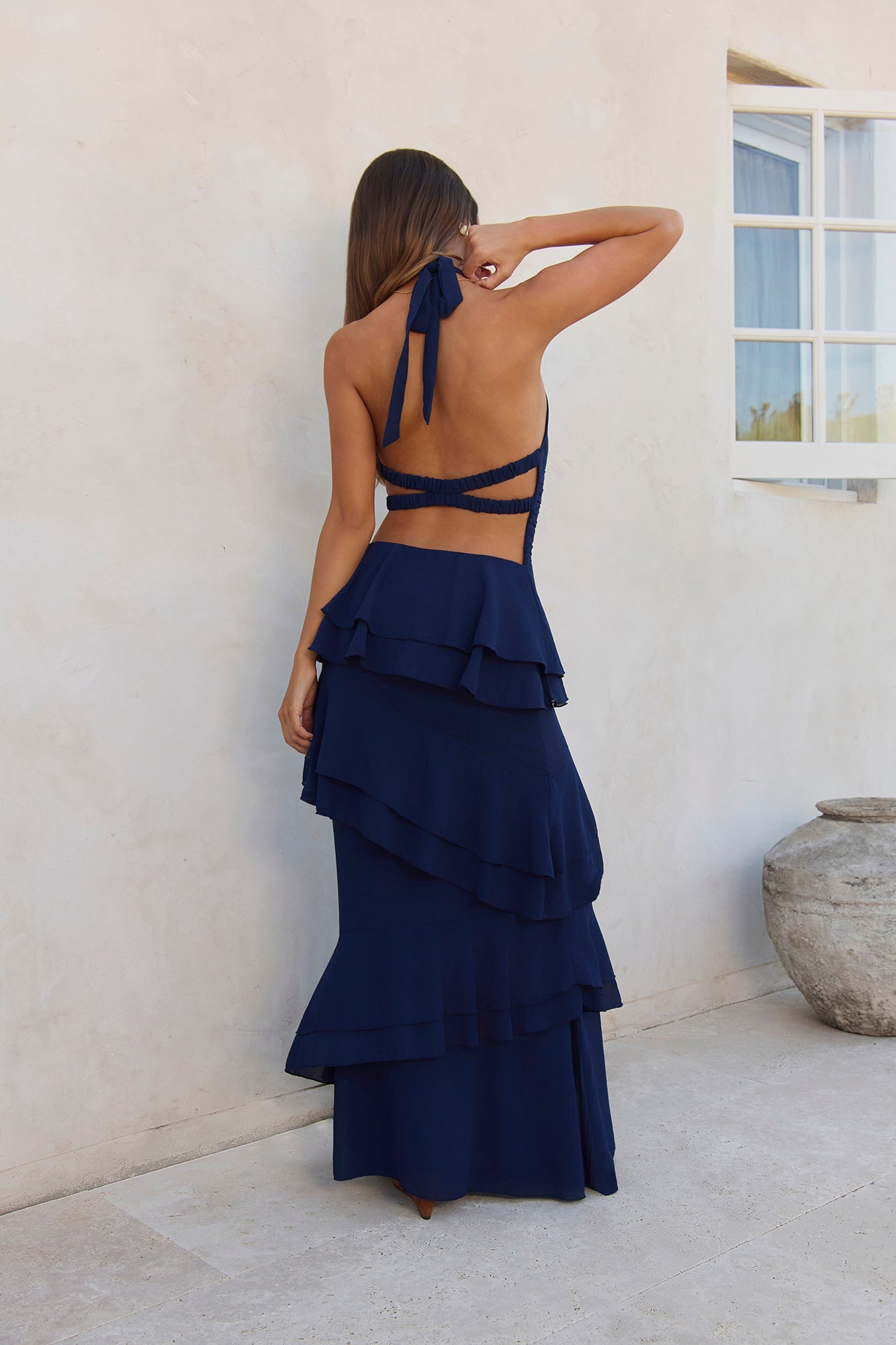 Path Of Fate Halter Maxi Dress Navy