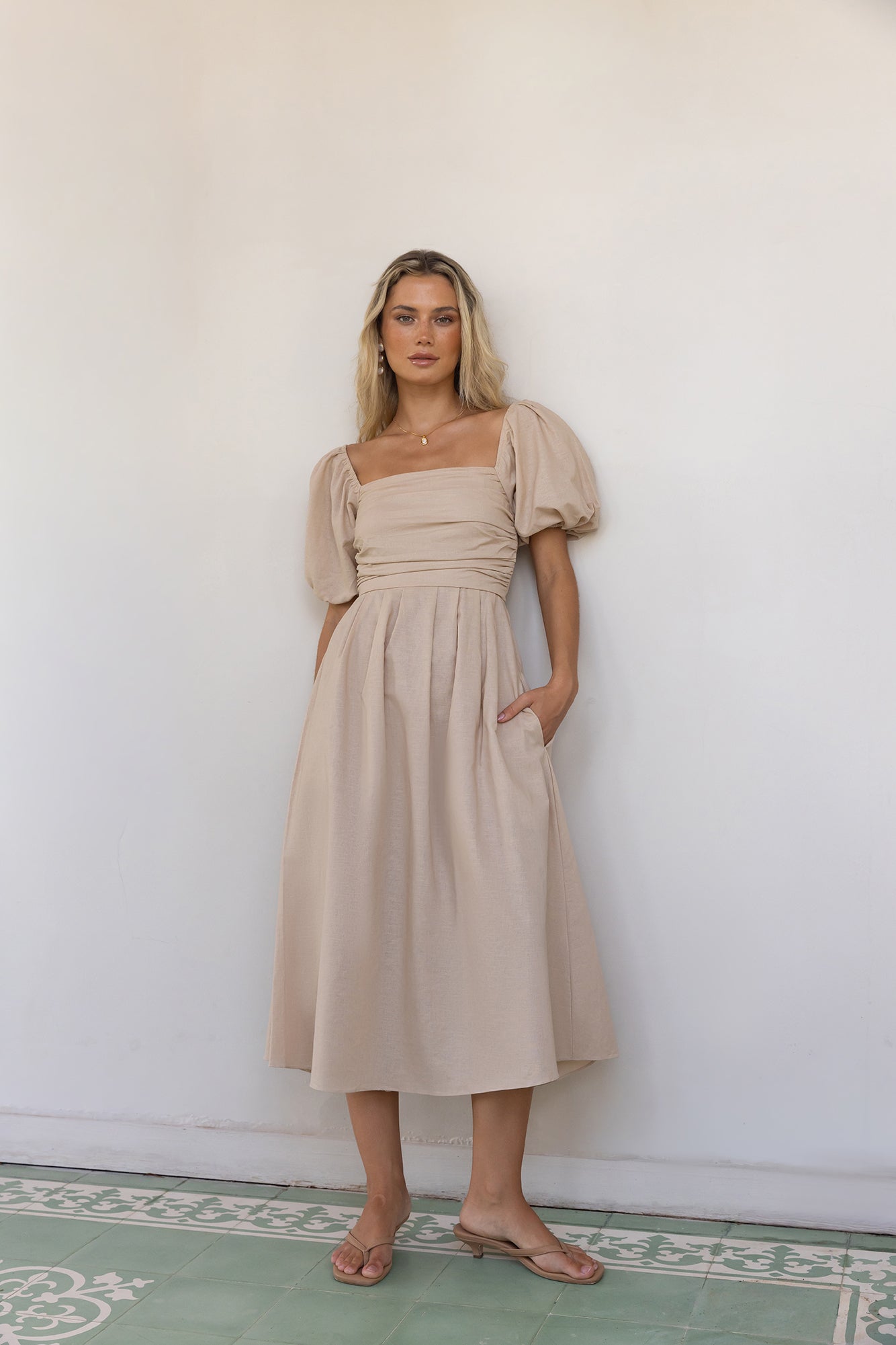Delfino Maxi Dress Tan