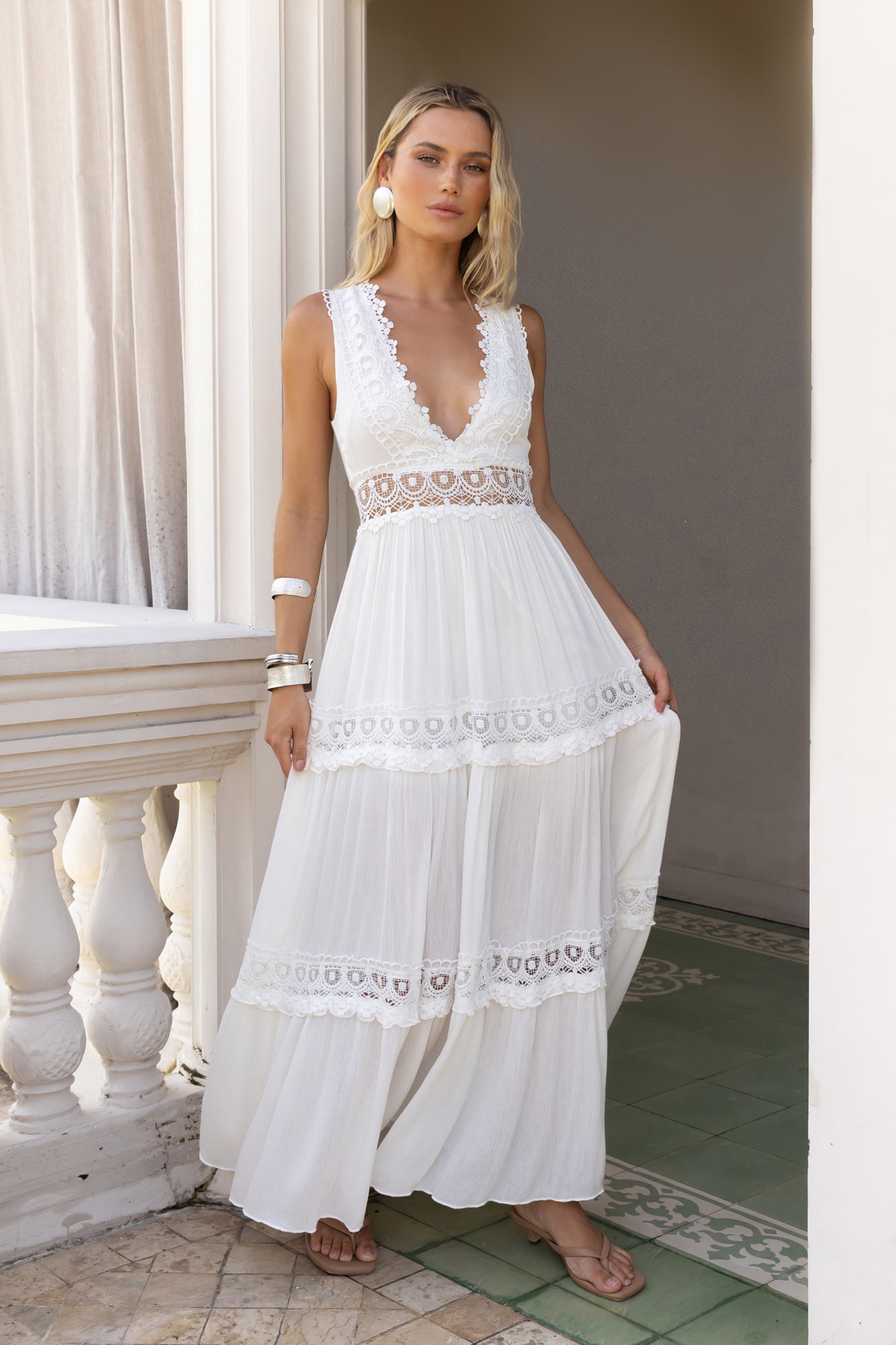 Playing Games Maxi Dress White