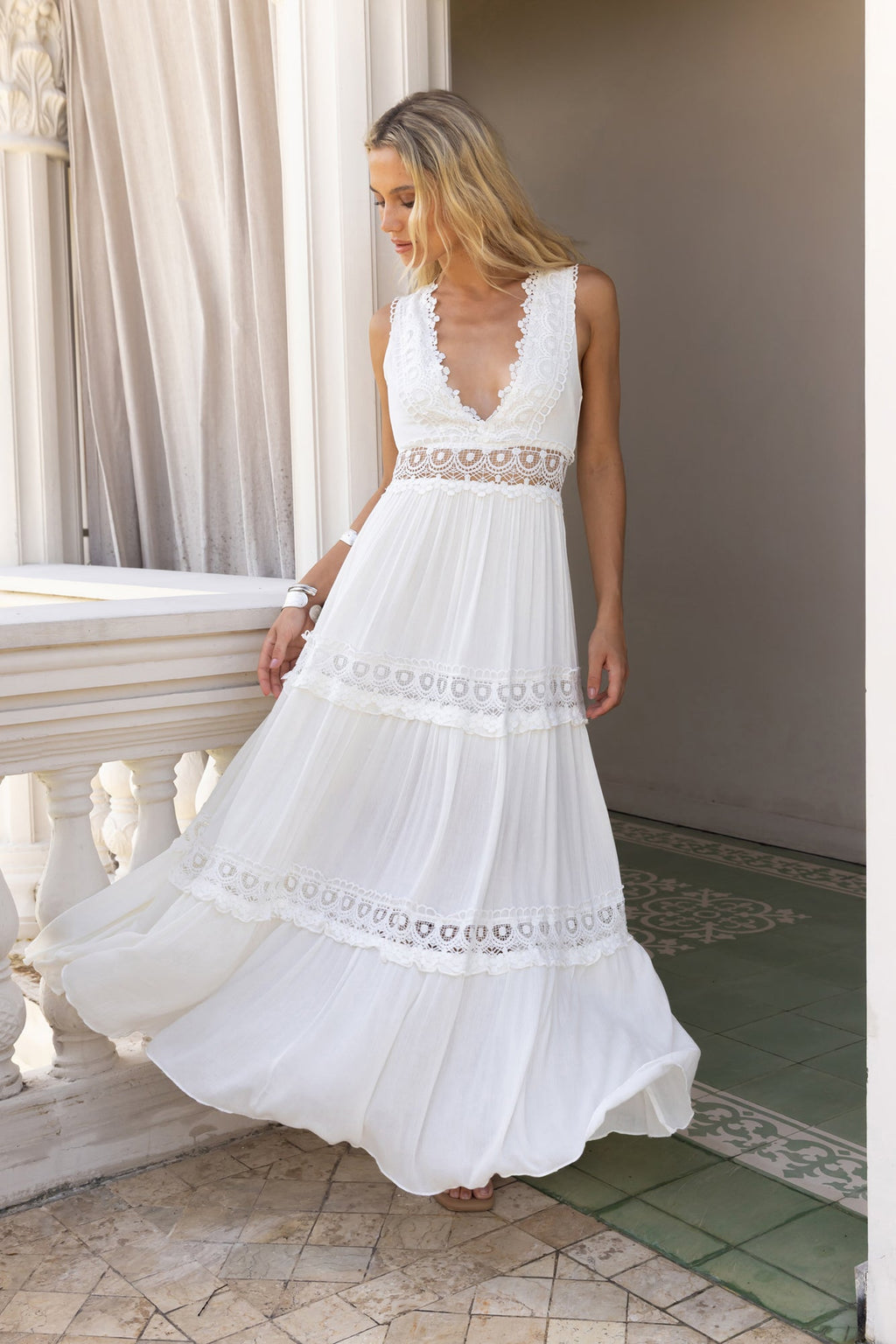 Playing Games Maxi Dress White