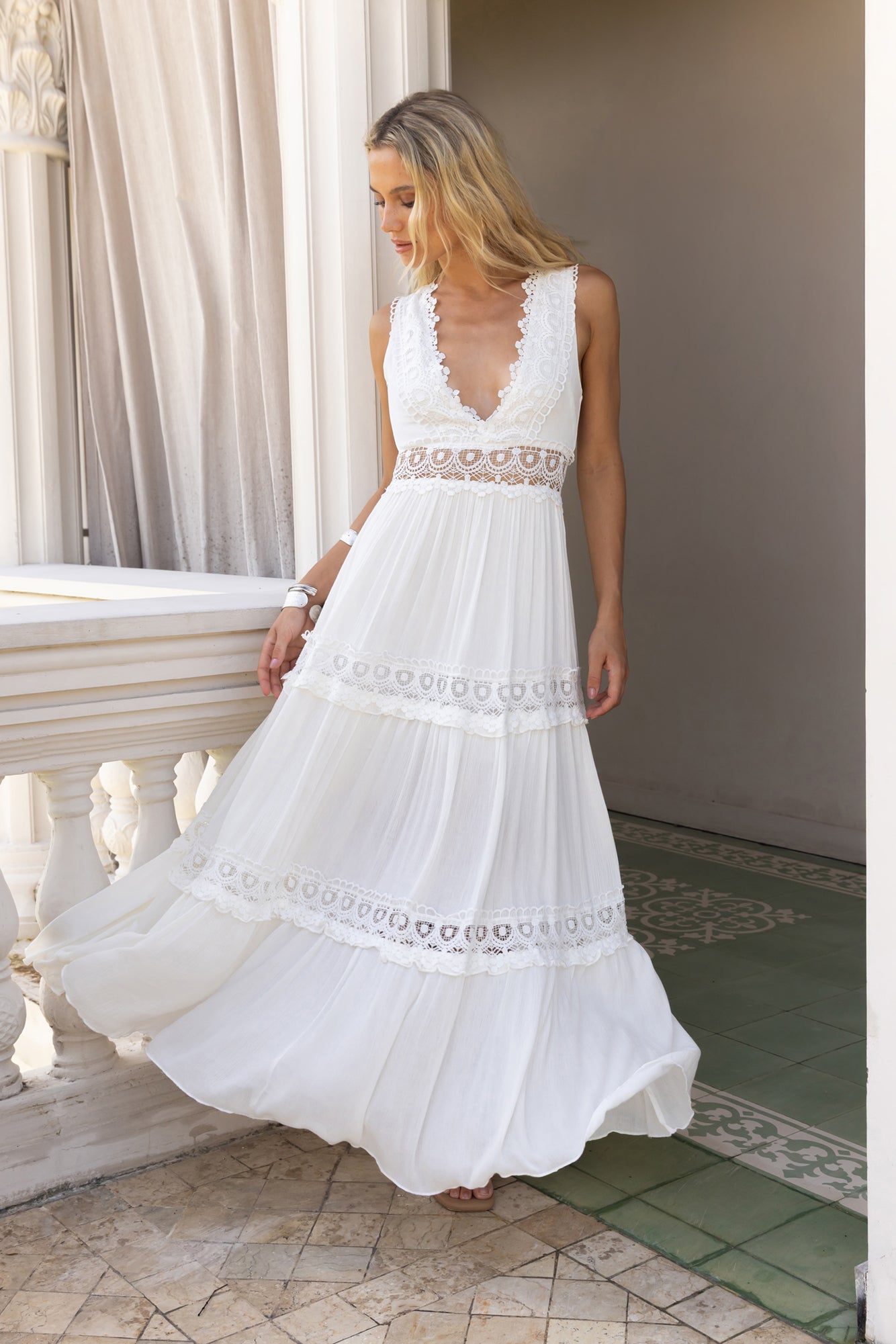 Playing Games Maxi Dress White