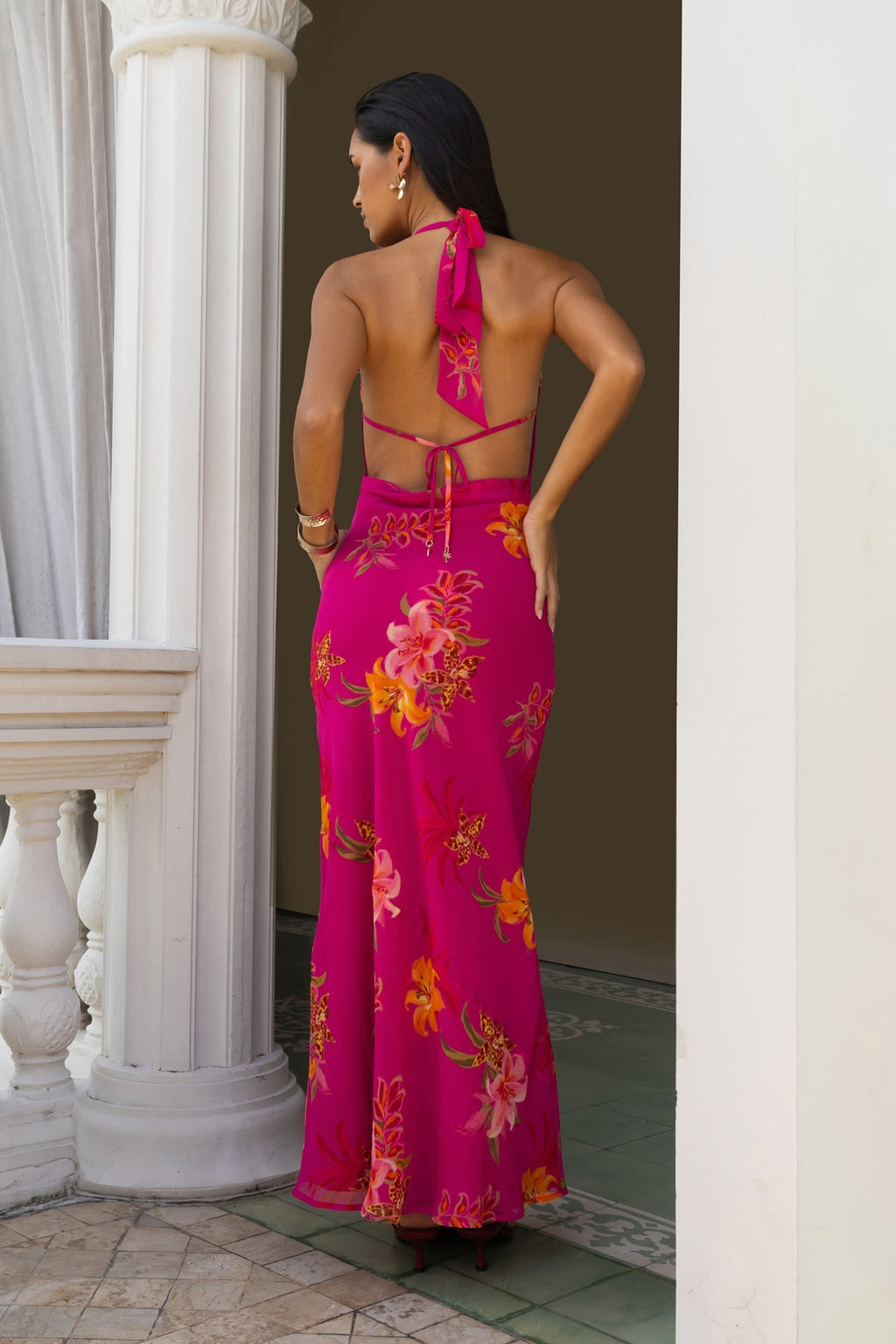 Starlit Island Halter Maxi Dress Pink