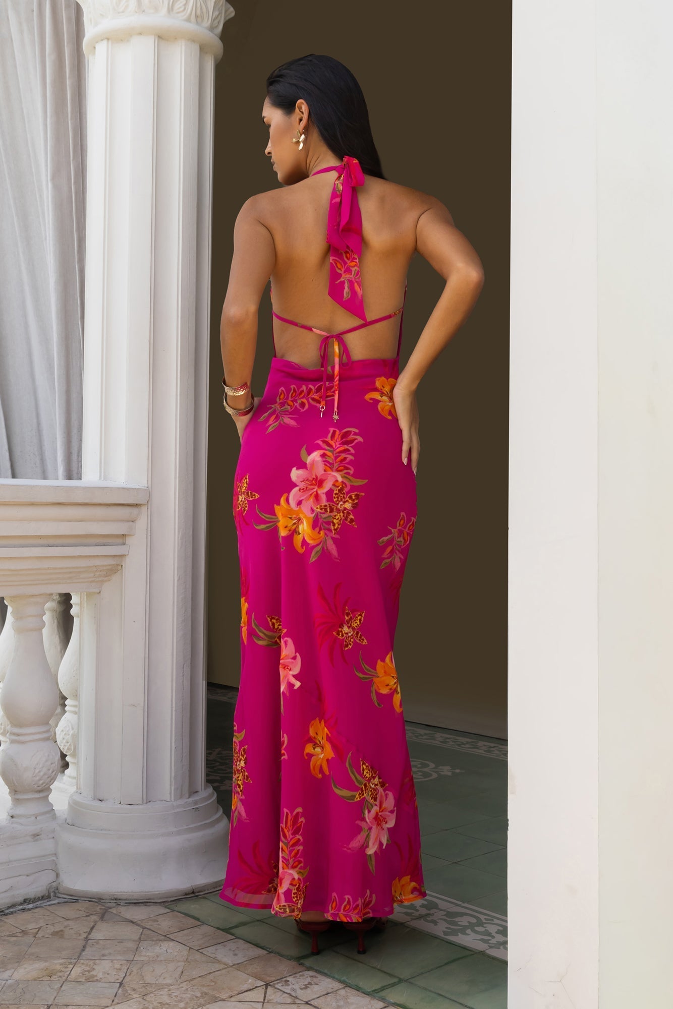 Starlit Island Halter Maxi Dress Pink