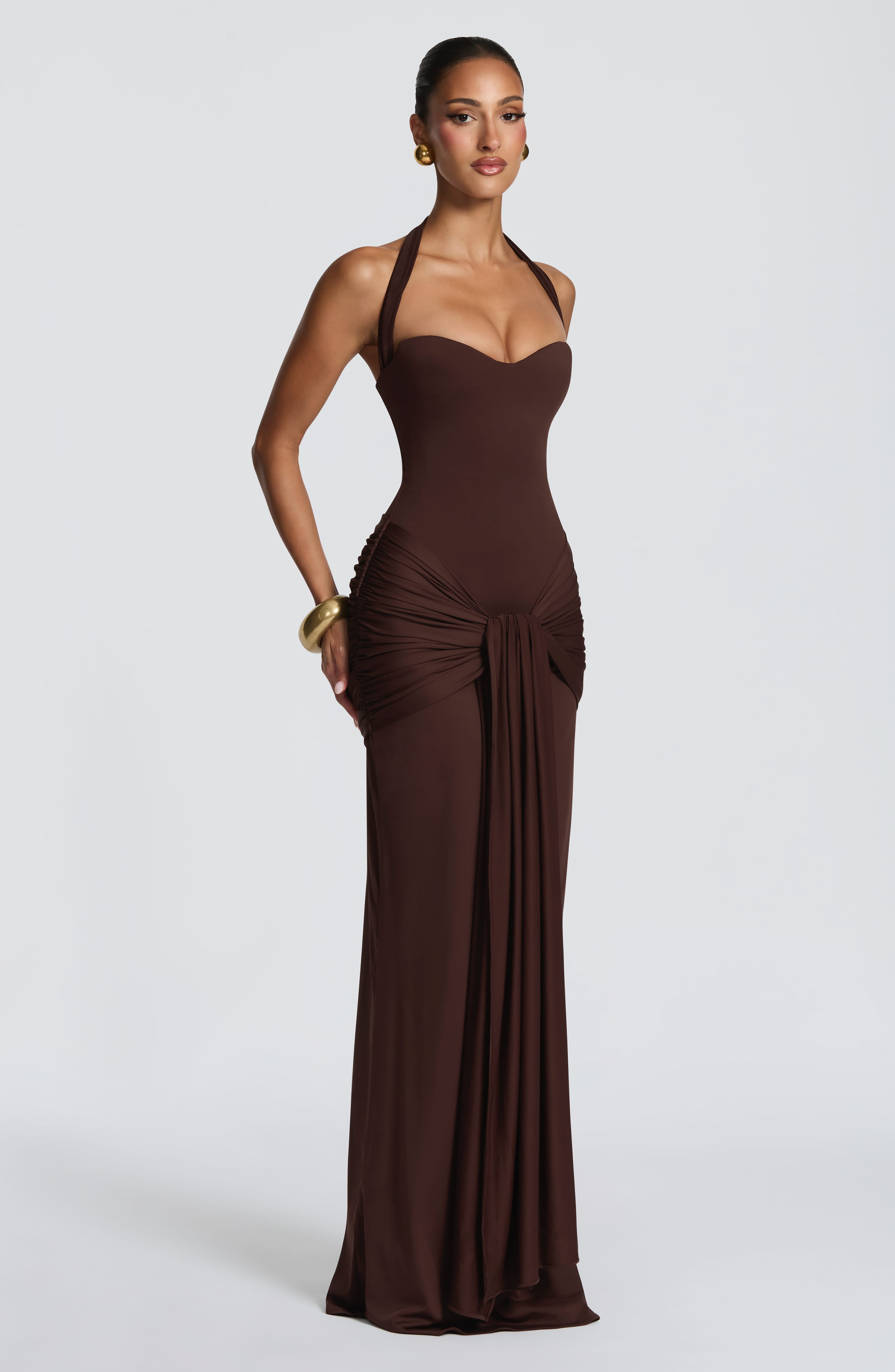 Gia Maxi Dress - Plum Brown