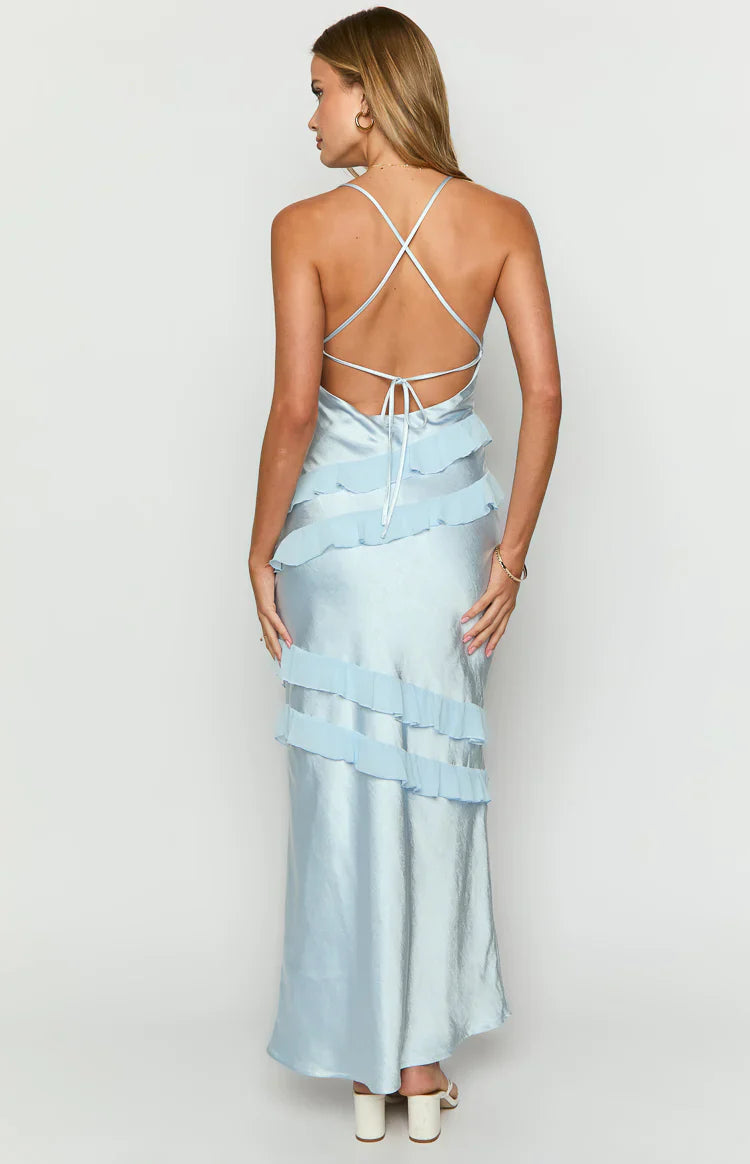Inara Blue Ruffle Prom Dress