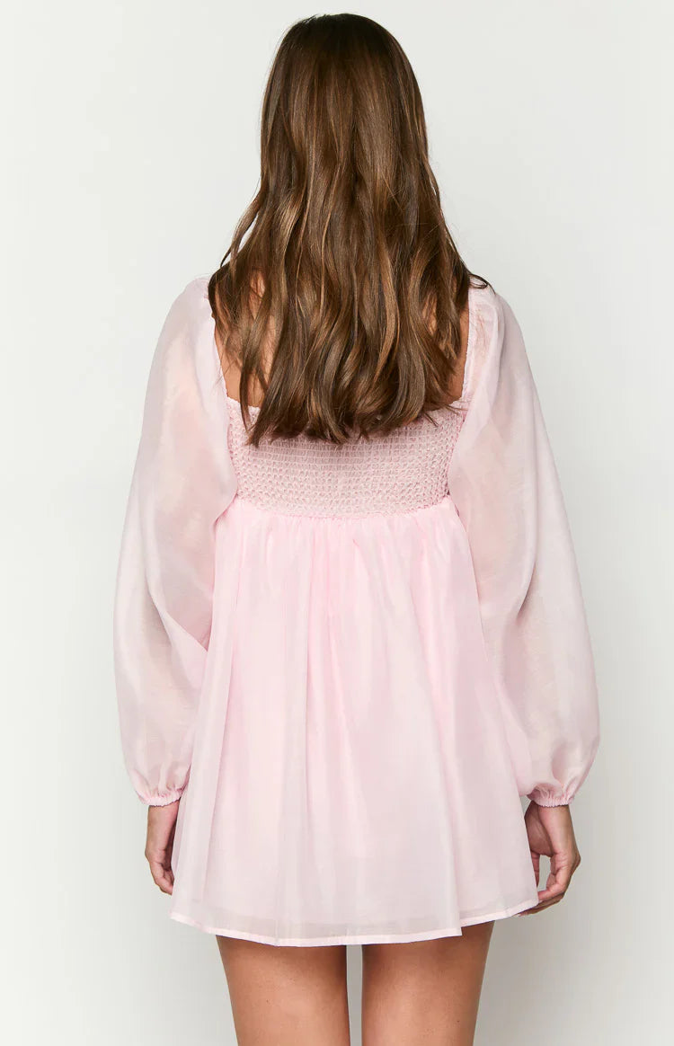 Narla Pink Long Sleeve Mini Dress