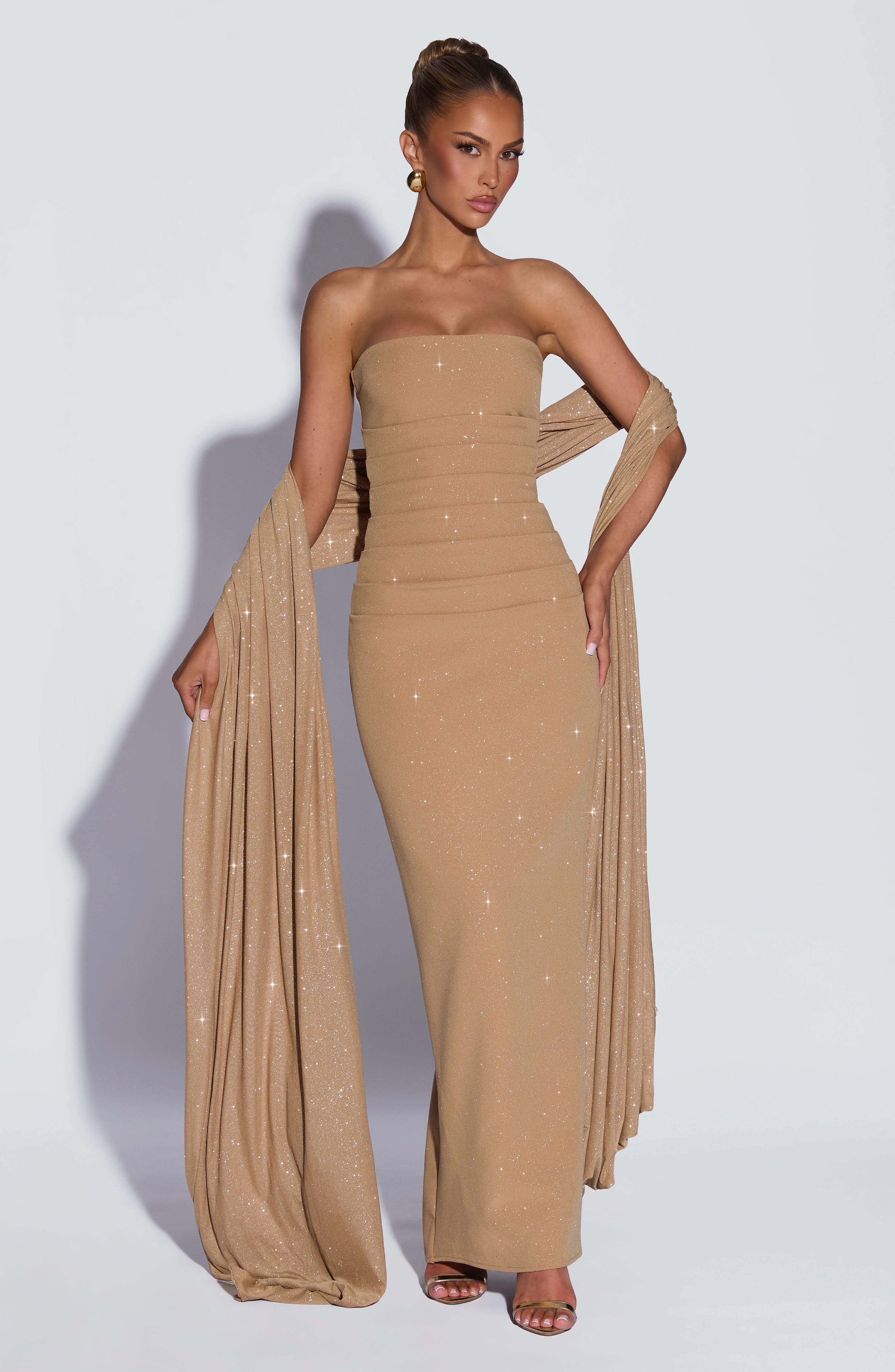 Pandra Maxi Dress - Gold Sparkle