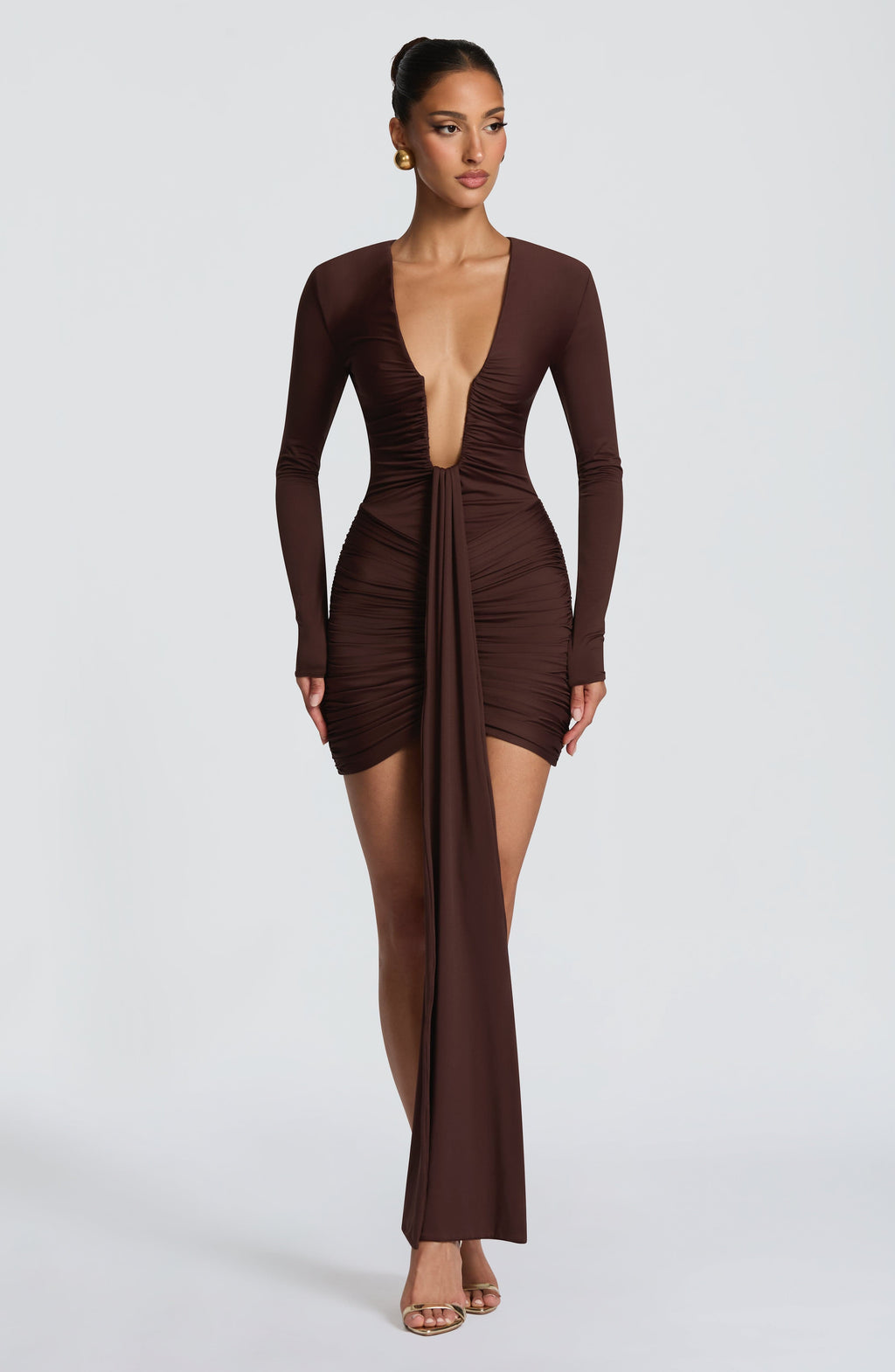 Tara Mini Dress - Plum Brown