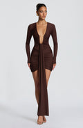 Tara Mini Dress - Plum Brown