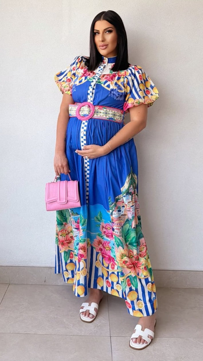 Bloom Maxi Dress - Positano Cobalt